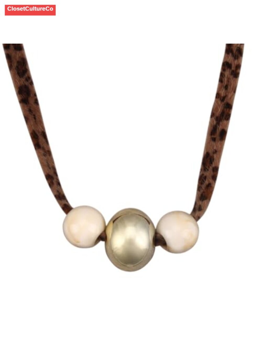 Boho Scarf Necklace Faux Leather Choker with Bead Charm Adjustable